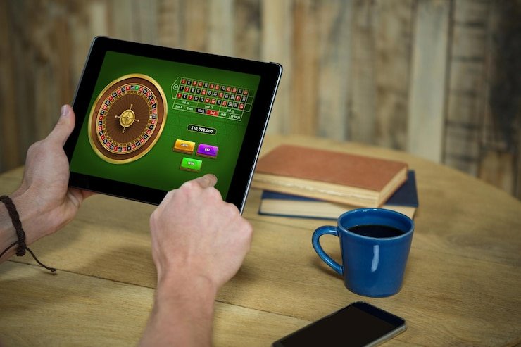Tampilan permainan Mega Moolah dengan simbol dan putaran bonus di platform kerajitu
